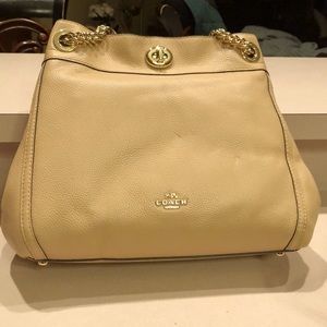 Coach beige leather tote gold finishing new never used